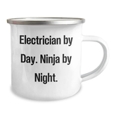 Electrician By Day, Ninja By Night, Funny Camping Mug Gifts for Electrician Dad on Father's Day from Friends - Image 2
